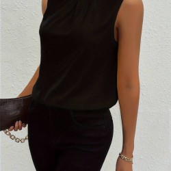 Kadın Askılı Yuvarlak Büzgü Yaka Sandy Bluz , 18529 Kadın Askılı Yuvarlak Büzgü Yaka Sandy Bluz , 18529