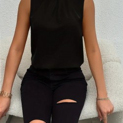 Kadın Askılı Yuvarlak Büzgü Yaka Sandy Bluz , 18529 Kadın Askılı Yuvarlak Büzgü Yaka Sandy Bluz , 18529