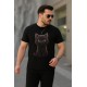 Erkek Bisiklet Yaka Kedi Baskılı Süprem T-shirt , 18566