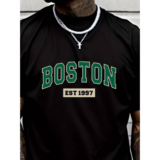 Men' S Boston Printed Single Jersey T-shirt , 18571 Men' S Boston Printed Single Jersey T-shirt , 18571