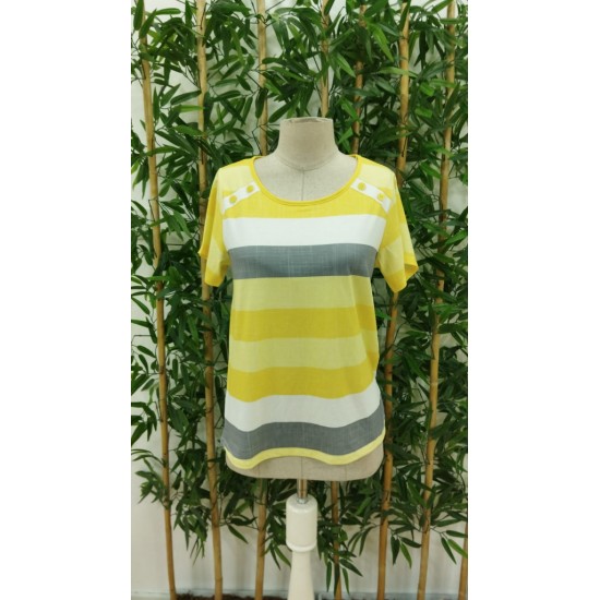 Women' S Short Sleeve Crew Neck Button Detail Single Jersey Blouse, 18507 Women' S Short Sleeve Crew Neck Button Detail Single Jersey Blouse, 18507