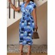 Women' S Short Sleeve Deep V Neck Scuba Midi Dress , 18493 Women' S Short Sleeve Deep V Neck Scuba Midi Dress , 18493
