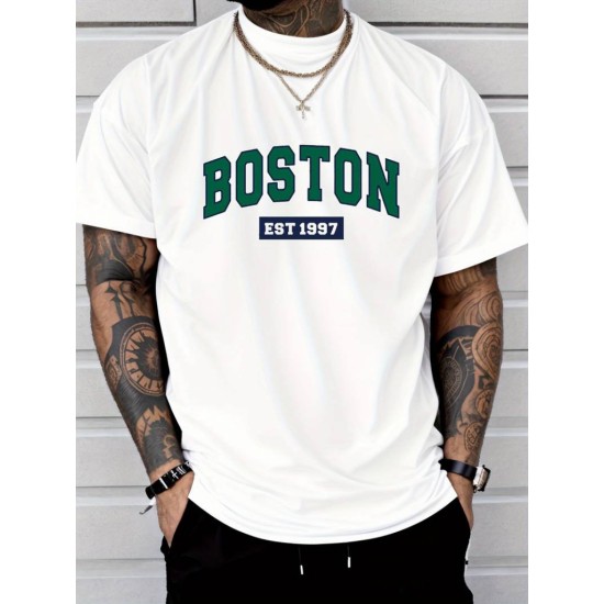 Men' S Boston Printed Single Jersey T-shirt , 18570 Men' S Boston Printed Single Jersey T-shirt , 18570