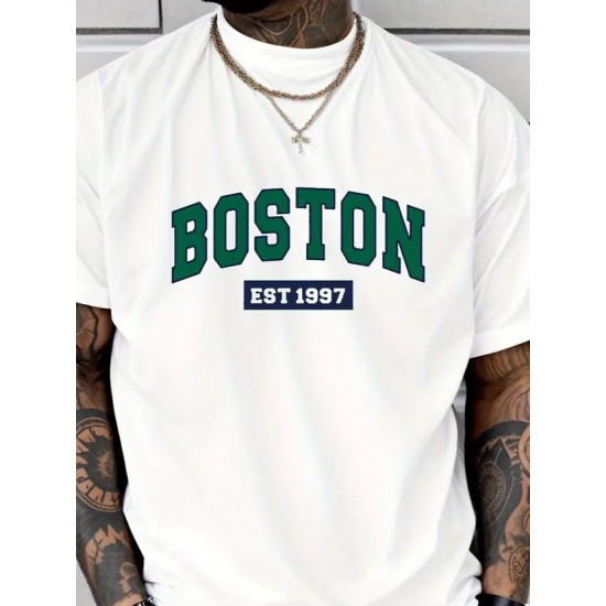 Men' S Boston Printed Single Jersey T-shirt , 18570 Men' S Boston Printed Single Jersey T-shirt , 18570