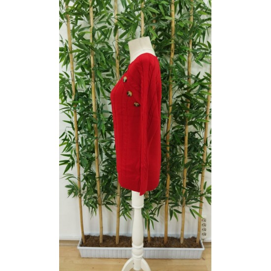Women' S Diamond Pattern Button Detailed Knitwear Sweater , 18731 Women' S Diamond Pattern Button Detailed Knitwear Sweater , 18731