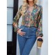 Women' S Long Sleeved V-neck Loose Jersey Blouse , 18996 Women' S Long Sleeved V-neck Loose Jersey Blouse , 18996