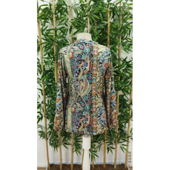Women' S Long Sleeved V-neck Loose Jersey Blouse , 18996 Women' S Long Sleeved V-neck Loose Jersey Blouse , 18996