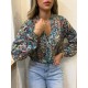 Women' S Long Sleeved V-neck Loose Jersey Blouse , 18996 Women' S Long Sleeved V-neck Loose Jersey Blouse , 18996