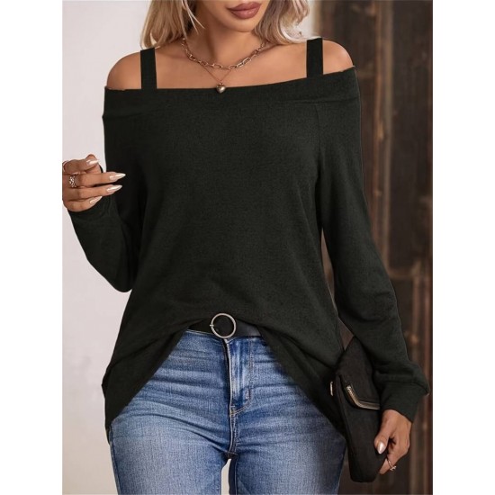 Women' S Strappy Two-shoulder Loose Wool Viscose Blouse , 19178 Women' S Strappy Two-shoulder Loose Wool Viscose Blouse , 19178
