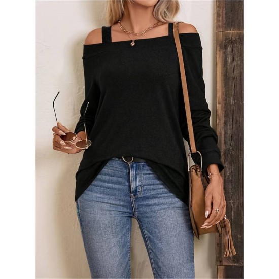 Women' S Strappy Two-shoulder Loose Wool Viscose Blouse , 19178 Women' S Strappy Two-shoulder Loose Wool Viscose Blouse , 19178