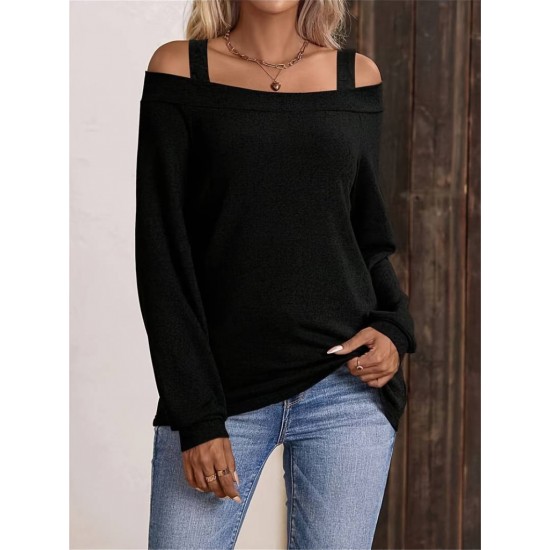 Women' S Strappy Two-shoulder Loose Wool Viscose Blouse , 19178 Women' S Strappy Two-shoulder Loose Wool Viscose Blouse , 19178