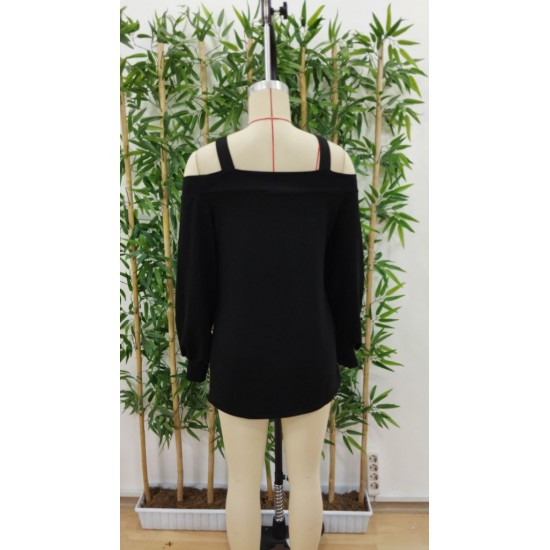 Women' S Strappy Two-shoulder Loose Wool Viscose Blouse , 19178 Women' S Strappy Two-shoulder Loose Wool Viscose Blouse , 19178