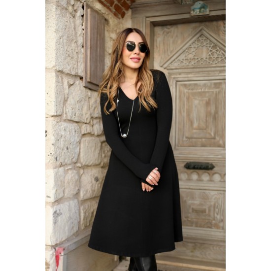 Women' S Long Sleeve V-neck Loose Midi Acrylic Dress, 19196 Women' S Long Sleeve V-neck Loose Midi Acrylic Dress, 19196