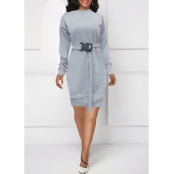 Kadın Uzun Kollu Bisiklet Yaka Kuşaklı Iki Iplik Elbise, 19251 Kadın Uzun Kollu Bisiklet Yaka Kuşaklı Iki Iplik Elbise, 19251