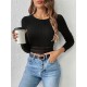 Women' S Long Sleeve Round Neck Ribbed Lace Detail Thick Ribbed Camisole Crop Blouse, 19284 Women' S Long Sleeve Round Neck Ribbed Lace Detail Thick Ribbed Camisole Crop Blouse, 19284