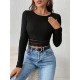 Women' S Long Sleeve Round Neck Ribbed Lace Detail Thick Ribbed Camisole Crop Blouse, 19284 Women' S Long Sleeve Round Neck Ribbed Lace Detail Thick Ribbed Camisole Crop Blouse, 19284