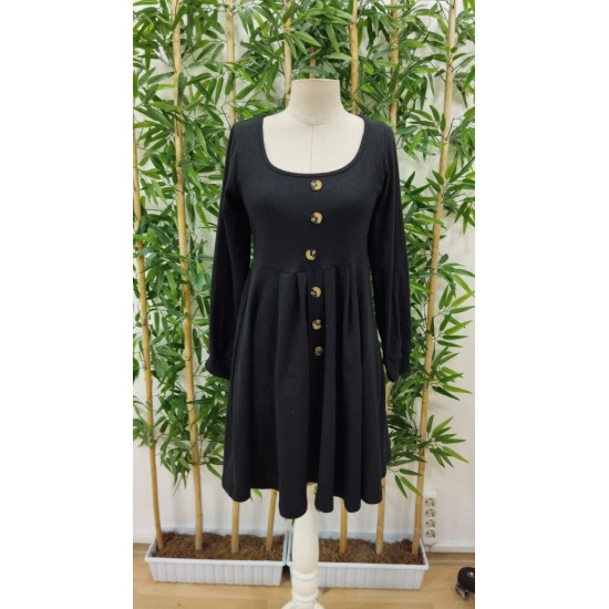 Women' S Long Sleeve Square Neck Front Buttoned Midi Camisole Dress, 19292 Women' S Long Sleeve Square Neck Front Buttoned Midi Camisole Dress, 19292