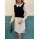 Women' S Long Sleeve Shirt Collar Bicolor Knitted Dress, 19320 Women' S Long Sleeve Shirt Collar Bicolor Knitted Dress, 19320