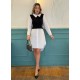Women' S Long Sleeve Shirt Collar Bicolor Knitted Dress, 19320 Women' S Long Sleeve Shirt Collar Bicolor Knitted Dress, 19320