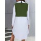 Women' S Long Sleeve Shirt Collar Bicolor Knitted Dress, 19319 Women' S Long Sleeve Shirt Collar Bicolor Knitted Dress, 19319