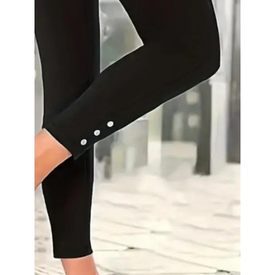Women' S Leg Button Detail Diving Leggings , 14761 Women' S Leg Button Detail Diving Leggings , 14761