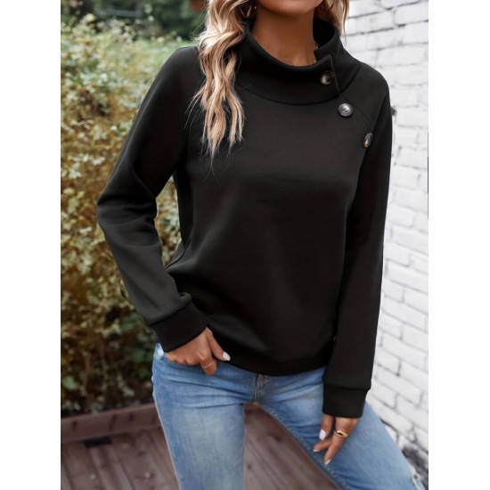 Women' S Long Sleeve Turtleneck Button Detail Ruffled Diving Blouse , 19364 Women' S Long Sleeve Turtleneck Button Detail Ruffled Diving Blouse , 19364