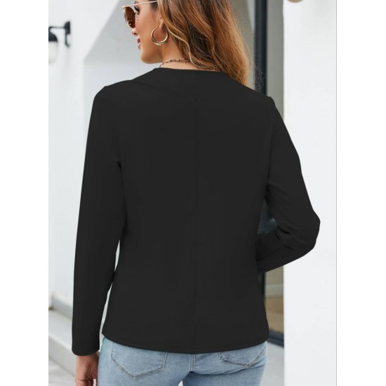 Kadın Uzun Kollu önü Açık Ithal Krep Blazer Ceket, 19512 Kadın Uzun Kollu önü Açık Ithal Krep Blazer Ceket, 19512