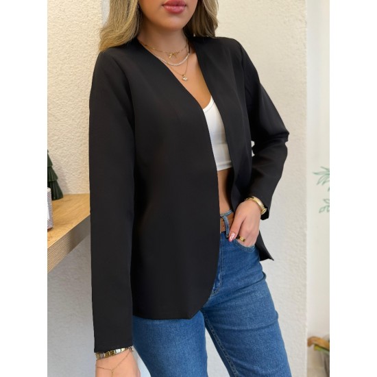 Kadın Uzun Kollu önü Açık Ithal Krep Blazer Ceket, 19512 Kadın Uzun Kollu önü Açık Ithal Krep Blazer Ceket, 19512