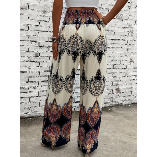 Women' S High Waisted Cuffed Linen Trousers With Drawstring Waist , 19589 Women' S High Waisted Cuffed Linen Trousers With Drawstring Waist , 19589