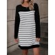 Kadın Bisiklet Yaka Uzun Kol çizgili Iki Iplik Kumaş Mini Boy Elbise, 19430 Kadın Bisiklet Yaka Uzun Kol çizgili Iki Iplik Kumaş Mini Boy Elbise, 19430