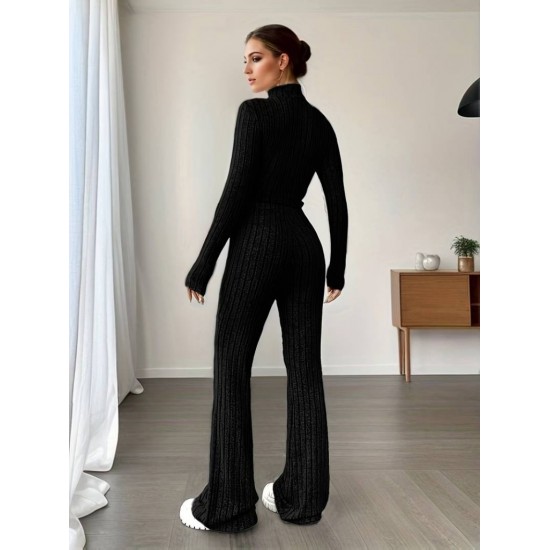 Kadın Uzun Kollu Balıkçı Yaka Krop Ve Pantolon şardonlu Kaşkorse Ikili Takım , 19725 Kadın Uzun Kollu Balıkçı Yaka Krop Ve Pantolon şardonlu Kaşkorse Ikili Takım , 19725