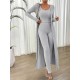 Women' S Round Neck Strappy Crop Blouse High Waist Leggings And Long Cardigan Camisole Three-piece Suit , 19761 Women' S Round Neck Strappy Crop Blouse High Waist Leggings And Long Cardigan Camisole Three-piece Suit , 19761