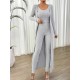 Women' S Round Neck Strappy Crop Blouse High Waist Leggings And Long Cardigan Camisole Three-piece Suit , 19761 Women' S Round Neck Strappy Crop Blouse High Waist Leggings And Long Cardigan Camisole Three-piece Suit , 19761