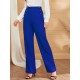 Women' S Button Detail Wide Leg Imported Crepe Trousers , 19967 Women' S Button Detail Wide Leg Imported Crepe Trousers , 19967