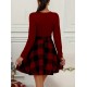 Kadın Uzun Kollu Bisiklet Yaka üst Viskon Alt Ekose Kısa Elbise , 19763 Kadın Uzun Kollu Bisiklet Yaka üst Viskon Alt Ekose Kısa Elbise , 19763