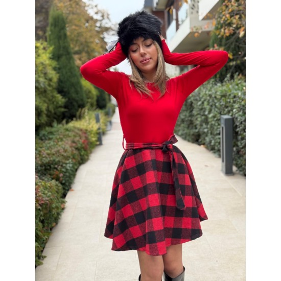 Kadın Uzun Kollu Bisiklet Yaka üst Viskon Alt Ekose Kısa Elbise , 19763 Kadın Uzun Kollu Bisiklet Yaka üst Viskon Alt Ekose Kısa Elbise , 19763