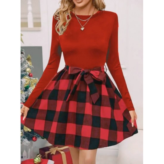 Kadın Uzun Kollu Bisiklet Yaka üst Viskon Alt Ekose Kısa Elbise , 19763 Kadın Uzun Kollu Bisiklet Yaka üst Viskon Alt Ekose Kısa Elbise , 19763