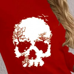 Kadın Uzun Kollu Bisiklet Yaka Kurukafa Desenli Viskon Bluz , 20714 Kadın Uzun Kollu Bisiklet Yaka Kurukafa Desenli Viskon Bluz , 20714