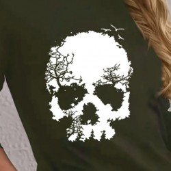 Kadın Uzun Kollu Bisiklet Yaka Kurukafa Desenli Viskon Bluz , 20713 Kadın Uzun Kollu Bisiklet Yaka Kurukafa Desenli Viskon Bluz , 20713