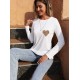 Women' S Long Sleeve Crew Neck Heart Pattern Blouse , 20847 Women' S Long Sleeve Crew Neck Heart Pattern Blouse , 20847