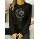 Women' S Long Sleeve Crew Neck Moon Printed Viscose Blouse , 20843 Women' S Long Sleeve Crew Neck Moon Printed Viscose Blouse , 20843
