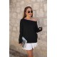 Women' S Long Sleeve One Shoulder Open Acrylic Blouse, 20901 Women' S Long Sleeve One Shoulder Open Acrylic Blouse, 20901