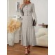 Women' S Long Sleeve Front Button Blouse And High Waist A-line Long Skirt With Tassel Camisole Two-piece Set , 20909 Women' S Long Sleeve Front Button Blouse And High Waist A-line Long Skirt With Tassel Camisole Two-piece Set , 20909