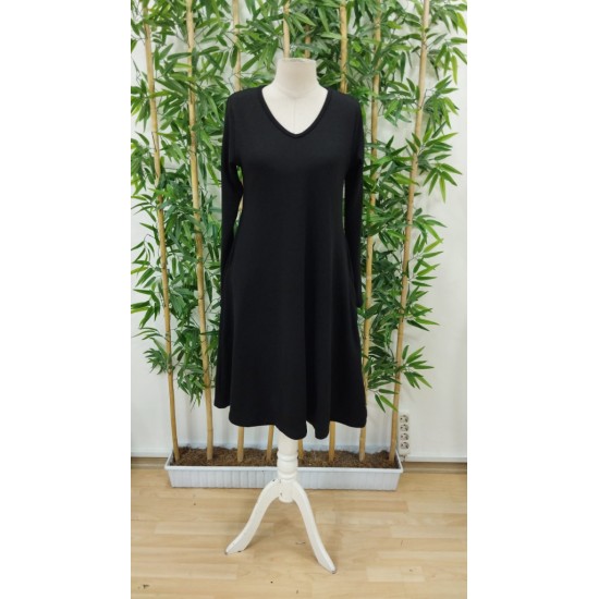 Kadın Uzun Kollu V Yakalı Salaş Midi Akrilik Elbise, 19198