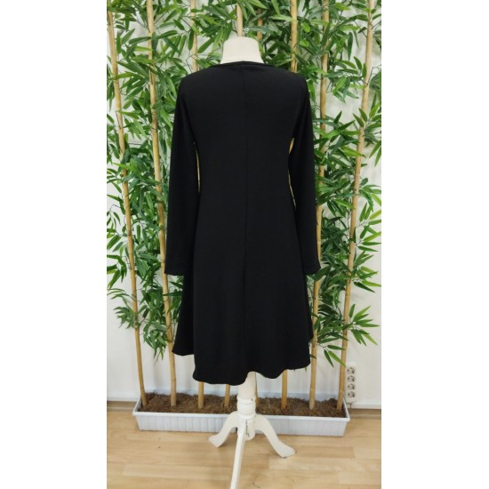 Kadın Uzun Kollu V Yakalı Salaş Midi Akrilik Elbise, 19198