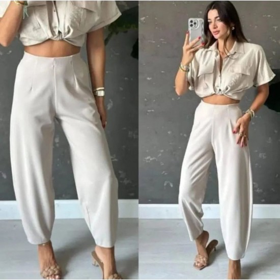 Kadın Yüksek Bel Krep Pantolon , 20766 Kadın Yüksek Bel Krep Pantolon , 20766