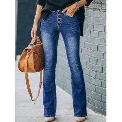 Kadın Yüksek Bel önden Düğmeli Cep Detay Ispanyol Paça Denim Pantolon , 21293 Kadın Yüksek Bel önden Düğmeli Cep Detay Ispanyol Paça Denim Pantolon , 21293