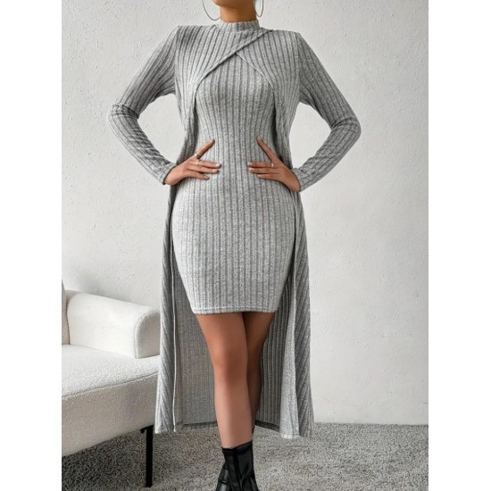 Women' S Halter Round Neck Dress And Half Turtleneck Combination Raised Camisole Two-piece Suit, 21498 Women' S Halter Round Neck Dress And Half Turtleneck Combination Raised Camisole Two-piece Suit, 21498