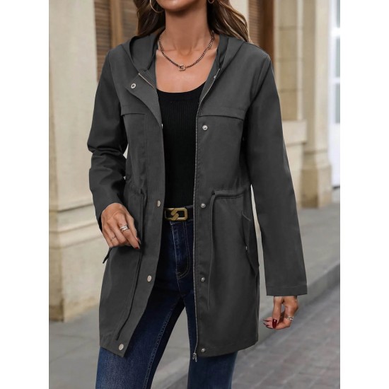 Women' S Long Sleeve Hooded Front Zip Button And Pocket Detail Bondite Jacket, 21488 Women' S Long Sleeve Hooded Front Zip Button And Pocket Detail Bondite Jacket, 21488