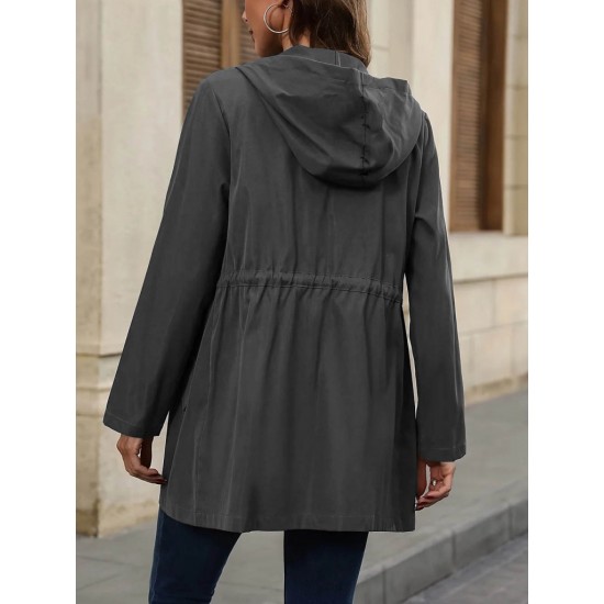 Women' S Long Sleeve Hooded Front Zip Button And Pocket Detail Bondite Jacket, 21488 Women' S Long Sleeve Hooded Front Zip Button And Pocket Detail Bondite Jacket, 21488
